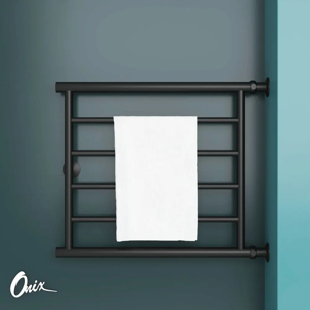 Фото 2 Полотенцесушитель водяной лестница Onix Sirius Direct Black Right 60x50 см 3/4" нержавеющая сталь цвет черный матовый Фото 2 Полотенцесушитель водяной лестница Onix Sirius Direct Black Right 60x50 см 3/4" нержавеющая сталь цвет черный матовый