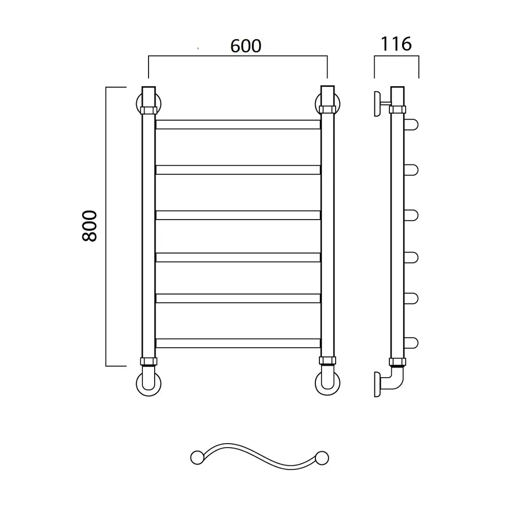 Фото 2 Полотенцесушитель водяной лестница Aquanerzh Волна 63x80 см 1" нержавеющая сталь цвет серебро Фото 2 Полотенцесушитель водяной лестница Aquanerzh Волна 63x80 см 1" нержавеющая сталь цвет серебро