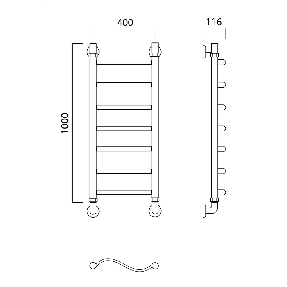 Фото 2 Полотенцесушитель водяной лестница Aquanerzh Волна 43x100 см 1" нержавеющая сталь цвет серебро