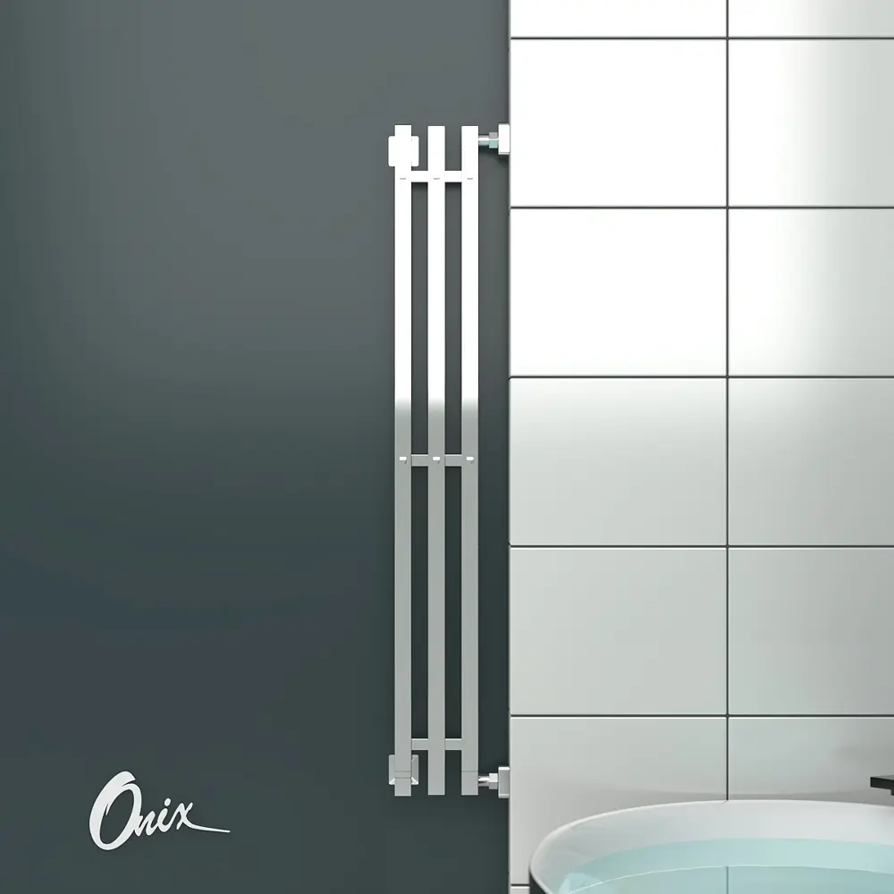 Фото 3 Полотенцесушитель водяной лестница Onix Delux 12x120 см боковая правая подводка 1/2" нержавеющая сталь хром Фото 3 Полотенцесушитель водяной лестница Onix Delux 12x120 см боковая правая подводка 1/2" нержавеющая сталь хром