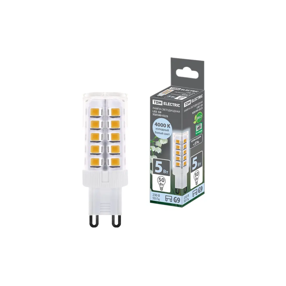 Фото Лампа светодиодная TDM Electric G9-5 Вт-230 В-4000 К SMD 16x49 мм Фото Лампа светодиодная TDM Electric G9-5 Вт-230 В-4000 К SMD 16x49 мм