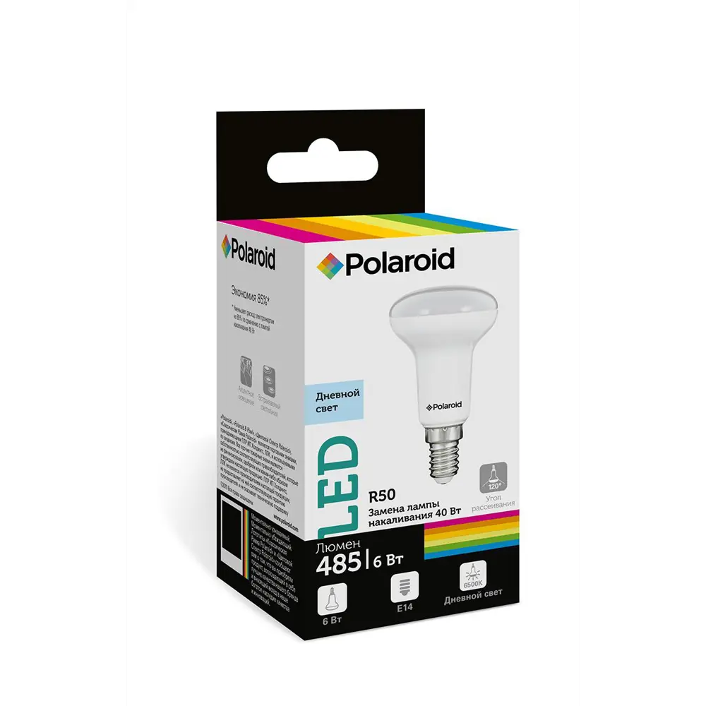 Фото Лампа светодиодная POLAROID PL-R506146 E14 220 В 6 Вт гриб полуматовая холодный белый свет Фото Лампа светодиодная POLAROID PL-R506146 E14 220 В 6 Вт гриб полуматовая холодный белый свет