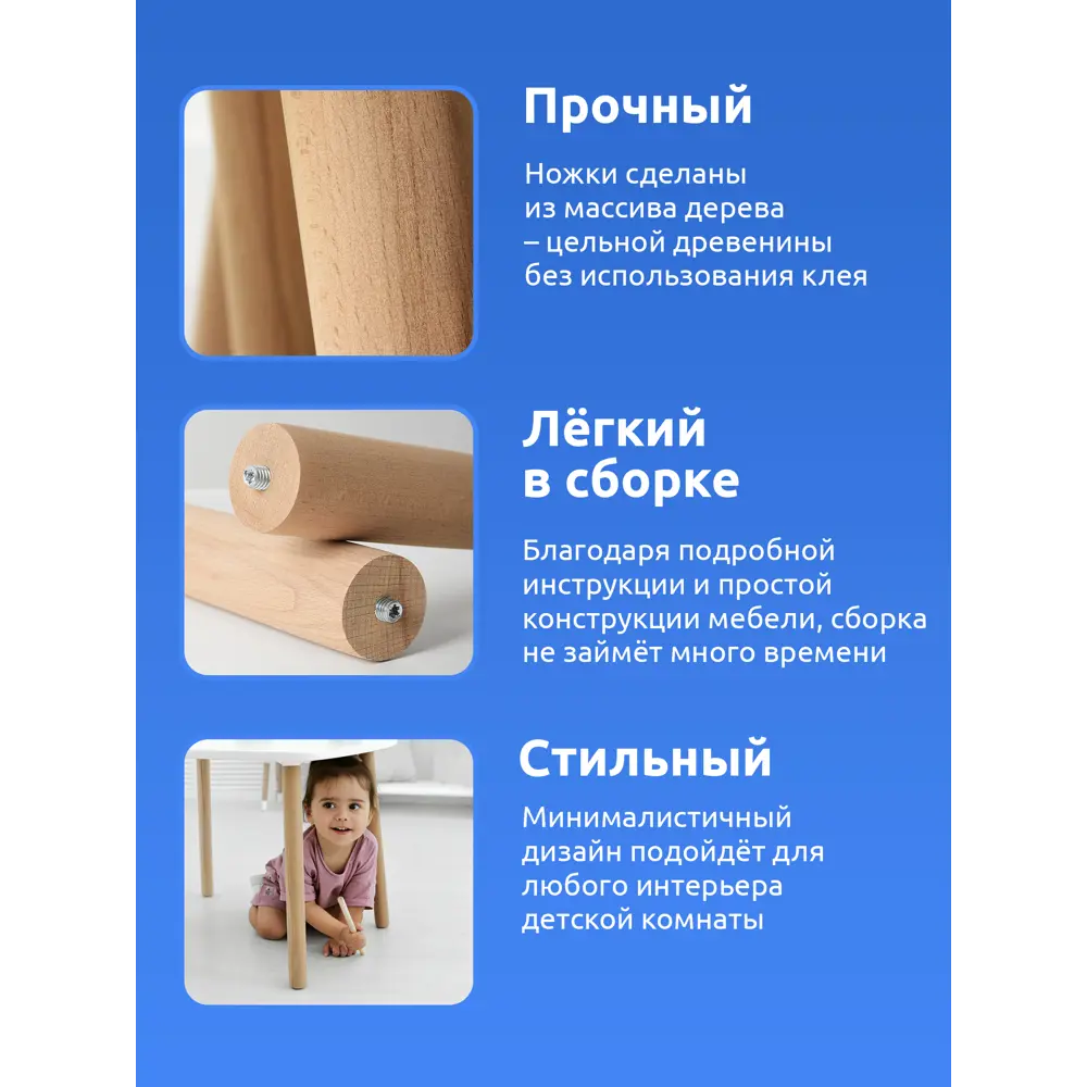 Фото 4 Набор кухонного стола и стульев Мега Тойс Мишка ЛДСП цвет белый Фото 4 Набор кухонного стола и стульев Мега Тойс Мишка ЛДСП цвет белый