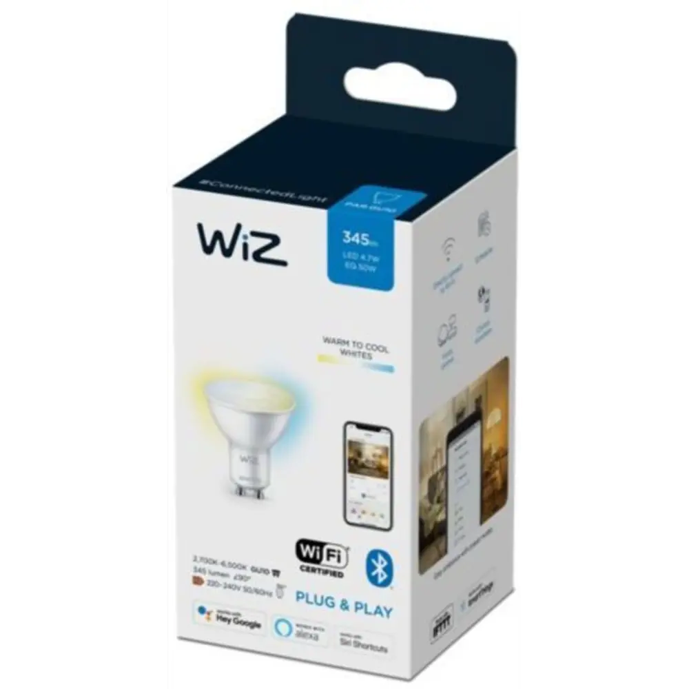 Фото 3 Лампа умная WIZ Wi-Fi BLE 50W GU10 927-65 TW 1PF/6 929002448302 GU10 220-240 В 4.70 Вт гриб прозрачная 345 Лм изменение оттенков белого Фото 3 Лампа умная WIZ Wi-Fi BLE 50W GU10 927-65 TW 1PF/6 929002448302 GU10 220-240 В 4.70 Вт гриб прозрачная 345 Лм изменение оттенков белого