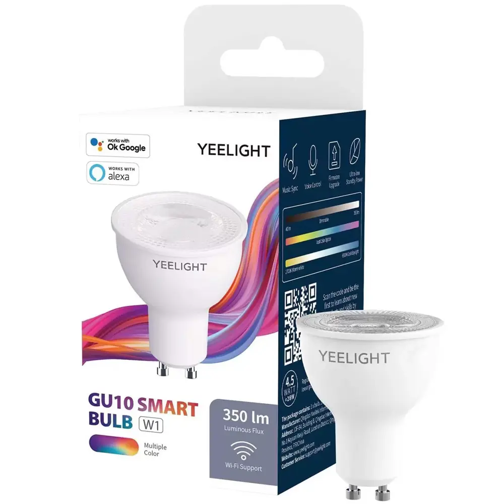 Фото 3 Лампочка светодиодная Yeelight YLDP004-A GU10 220 В 4.50 Вт гриб 350 Лм Изменение цвета RGB свет Фото 3 Лампочка светодиодная Yeelight YLDP004-A GU10 220 В 4.50 Вт гриб 350 Лм Изменение цвета RGB свет