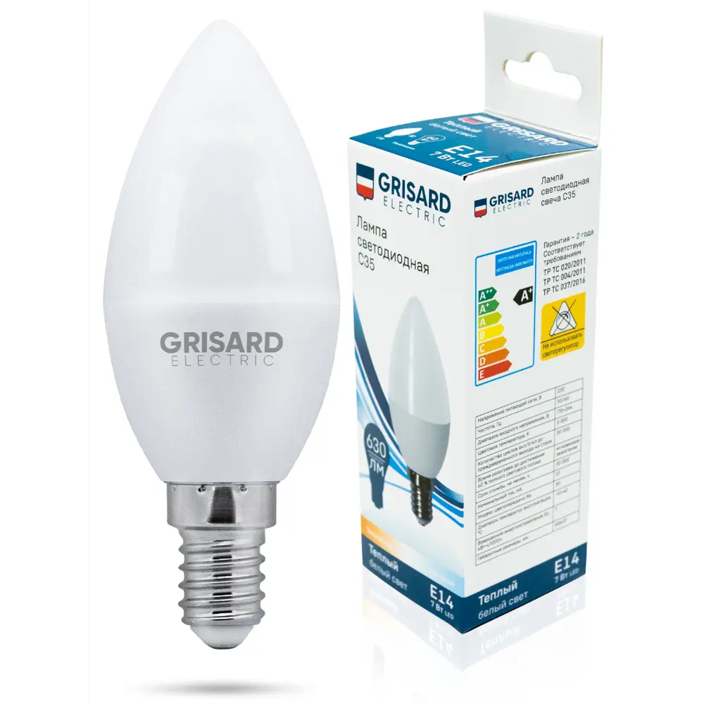 Фото 5 Набор ламп Grisard Electric C35 Е14 7Вт 3000К 220В GRE-002-0045 E14 176–264 В 7 Вт свеча перламутровая 630 Лм теплый белый свет 10 шт Фото 5 Набор ламп Grisard Electric C35 Е14 7Вт 3000К 220В GRE-002-0045 E14 176–264 В 7 Вт свеча перламутровая 630 Лм теплый белый свет 10 шт