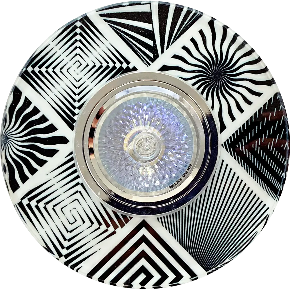 Фото Комплект точечных светильников встраиваемых De fran Дидона Сл069061 под отверстие 75 мм MR16 цвет хром, белый, черный, серебро 2 шт