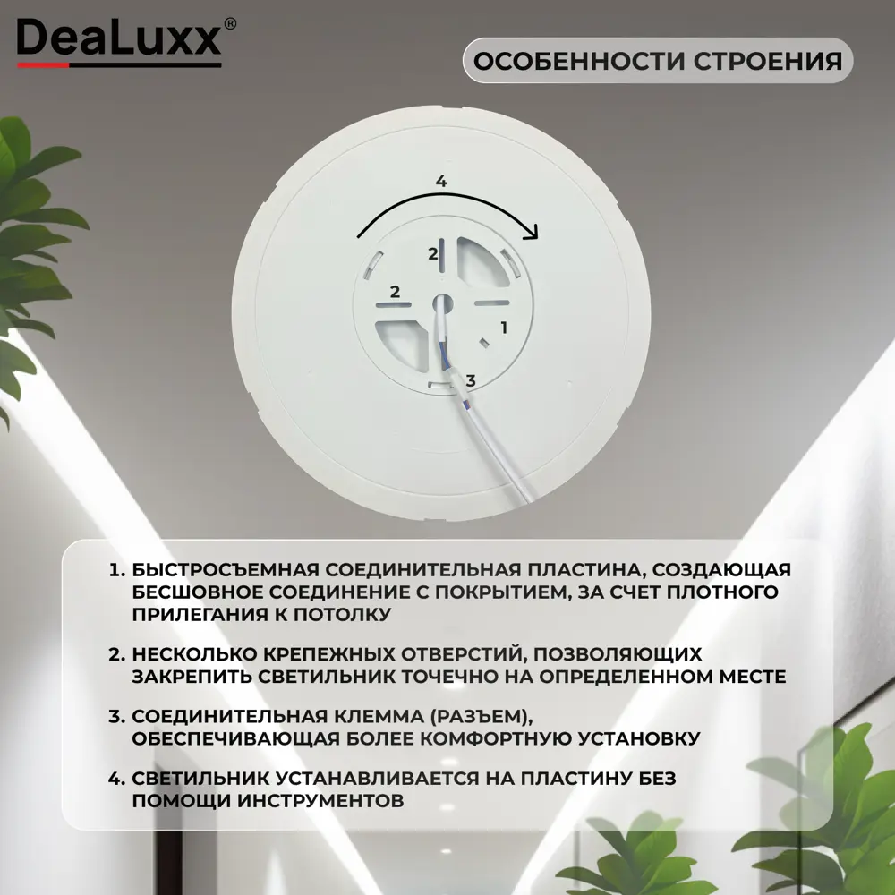 Фото 4 Светильник настенно-потолочный светодиодный Dealuxx C40206 18 м² нейтральный белый свет цвет белый Фото 4 Светильник настенно-потолочный светодиодный Dealuxx C40206 18 м² нейтральный белый свет цвет белый