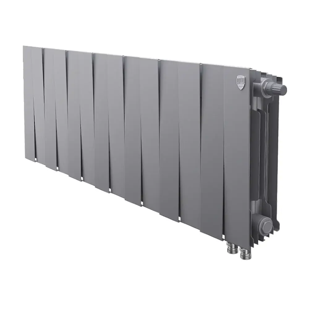 Фото Радиатор Royal thermo PianoForte/Silver Satin 300 14 секций нижнее подключение биметалл серый