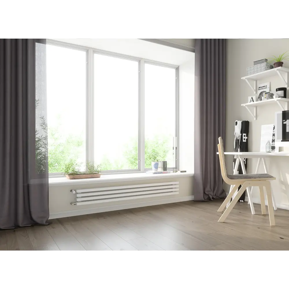 Фото 3 Радиатор трубчатый Guardo Retta 6P Aura 6P-0700-08 BK-GOR R9016(M) 350/70 8 секций боковое подключение сталь цвет белый матовый