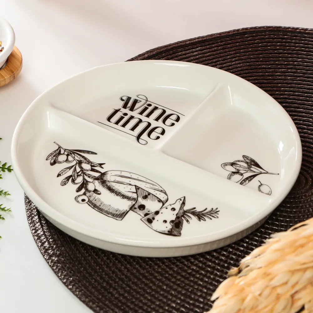 Фото Блюдо сервировочное Дорого Внимание Wine time 22x21x3 см керамика цвет белый