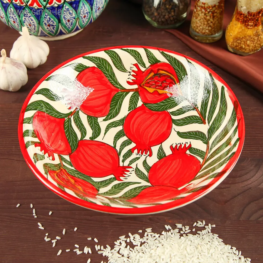 Фото Блюдо сервировочное Шафран Гранаты 23x6.50x23 см керамика цвет разноцветный Фото Блюдо сервировочное Шафран Гранаты 23x6.50x23 см керамика цвет разноцветный