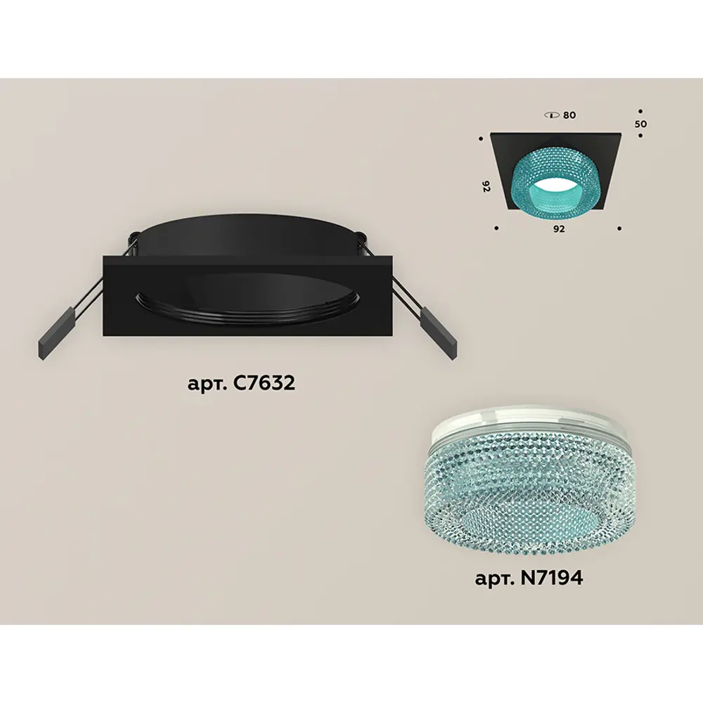 Фото 2 Комплект точечных светильников встраиваемых светодиодных Ambrella light Xc7632023 2 м² под отверстие 8 см цвет черный Фото 2 Комплект точечных светильников встраиваемых светодиодных Ambrella light Xc7632023 2 м² под отверстие 8 см цвет черный