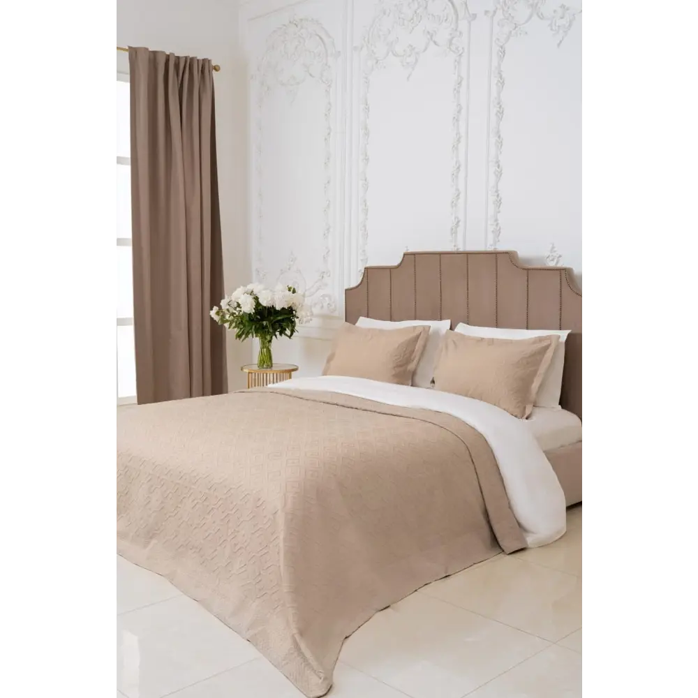 Фото 2 Покрывало Arya Candy 230x250 см с двумя наволочками 50x70 Бежевое Фото 2 Покрывало Arya Candy 230x250 см с двумя наволочками 50x70 Бежевое