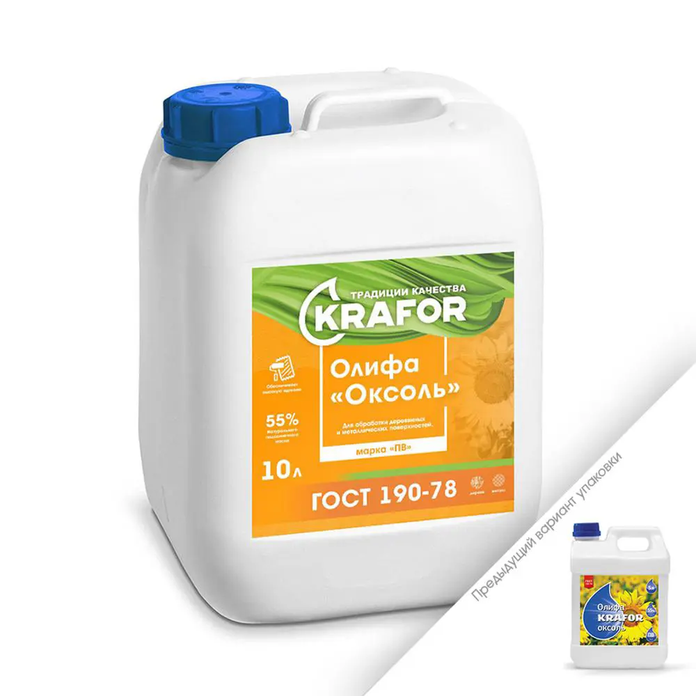 Фото Декоративно-защитная пропитка Krafor 29970 олифа оксоль 3 л