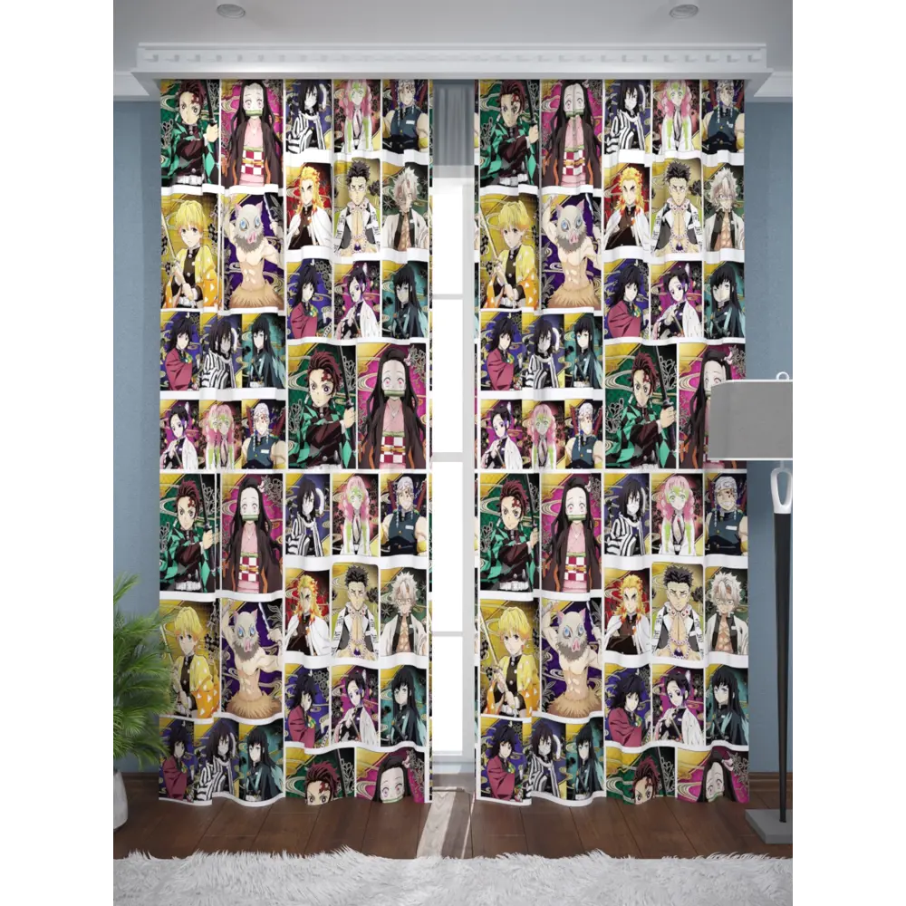 Фото 2 Фотошторы на шторной ленте Homepick Клинок Демонов 290x265 см цвет разноцветный