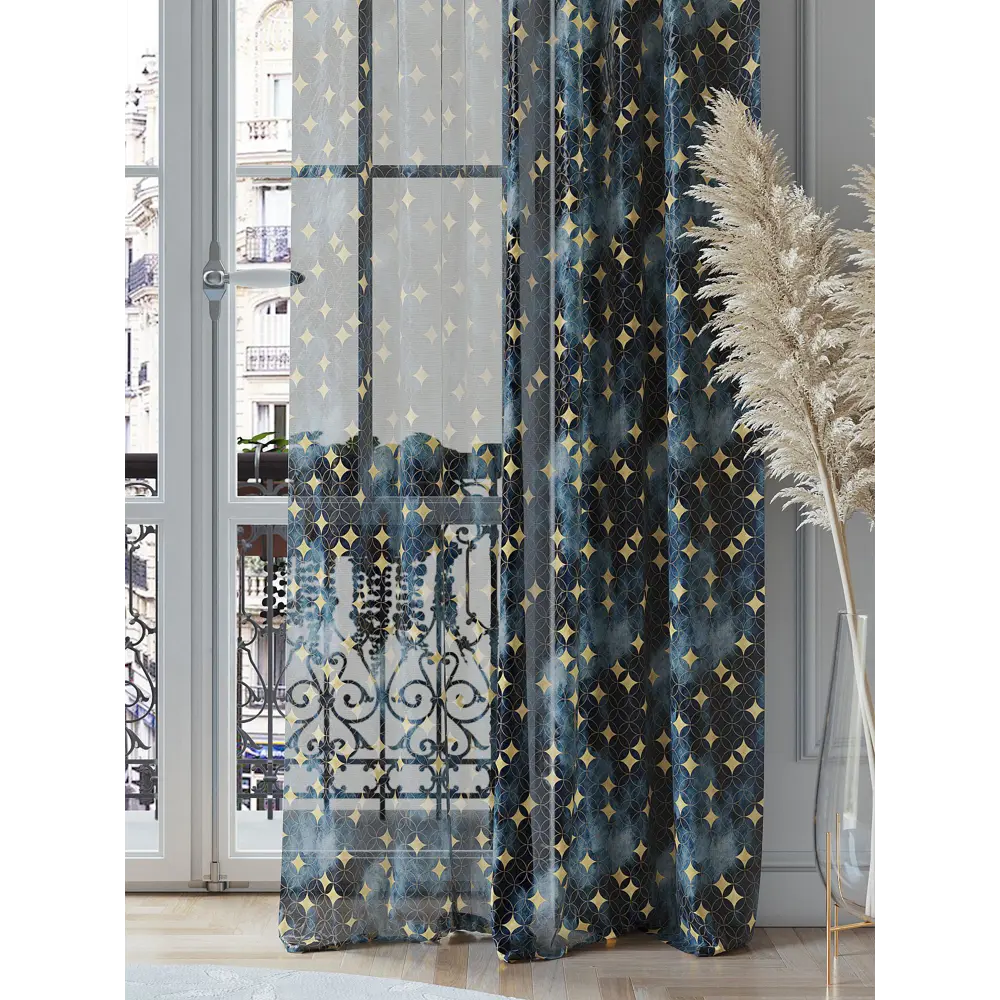 Фото 3 Тюль на ленте Helga Сканфирс вуаль 150x260 см цвет синий HH542078 Фото 3 Тюль на ленте Helga Сканфирс вуаль 150x260 см цвет синий HH542078