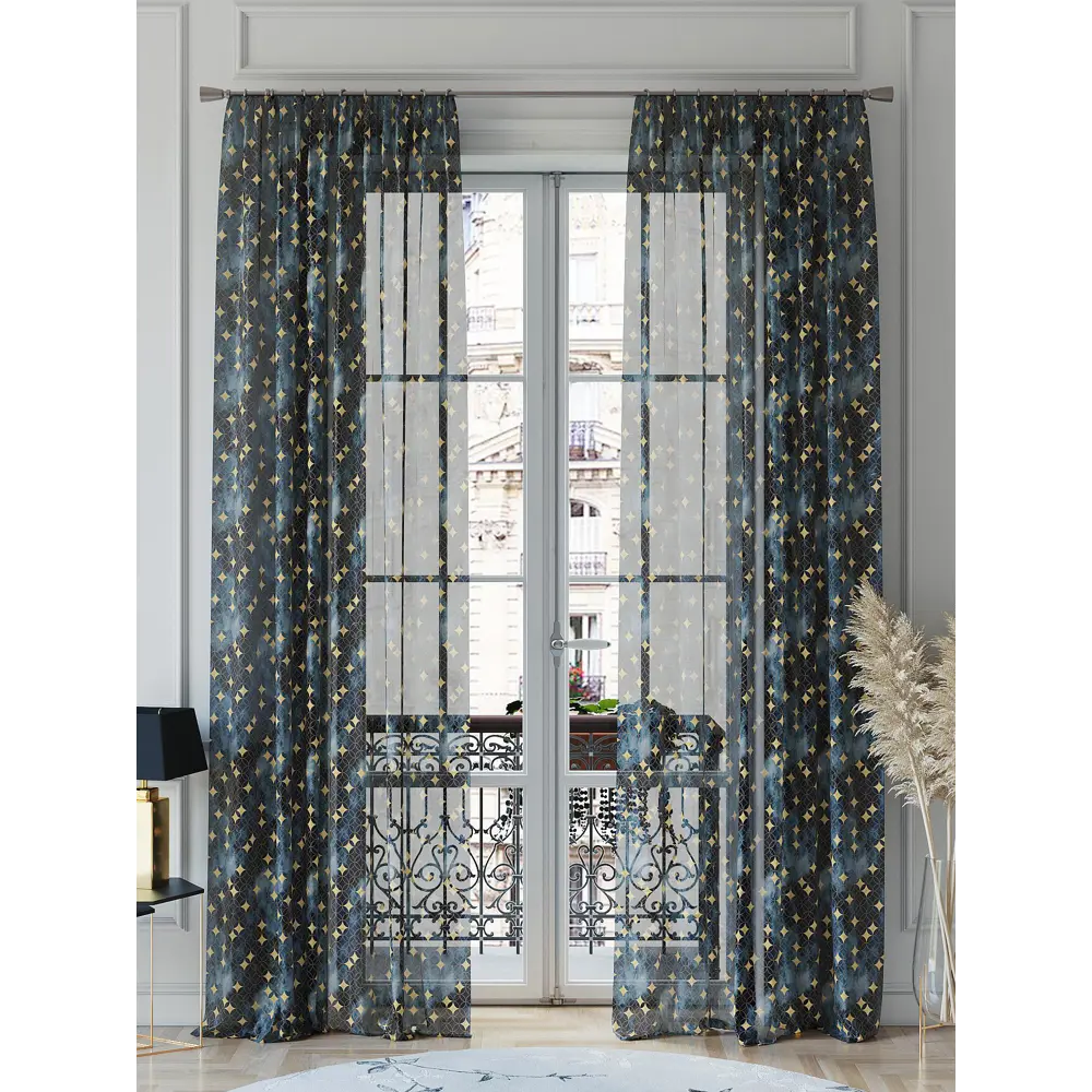 Фото 2 Тюль на ленте Helga Сканфирс вуаль 150x260 см цвет синий HH542078 Фото 2 Тюль на ленте Helga Сканфирс вуаль 150x260 см цвет синий HH542078