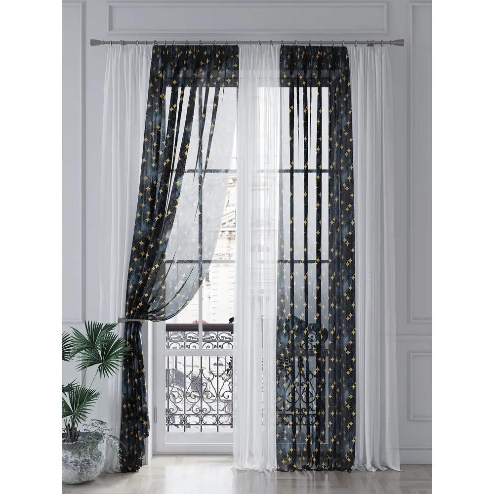 Фото 4 Тюль на ленте Helga Сканфирс вуаль 150x260 см цвет синий HH542078 Фото 4 Тюль на ленте Helga Сканфирс вуаль 150x260 см цвет синий HH542078