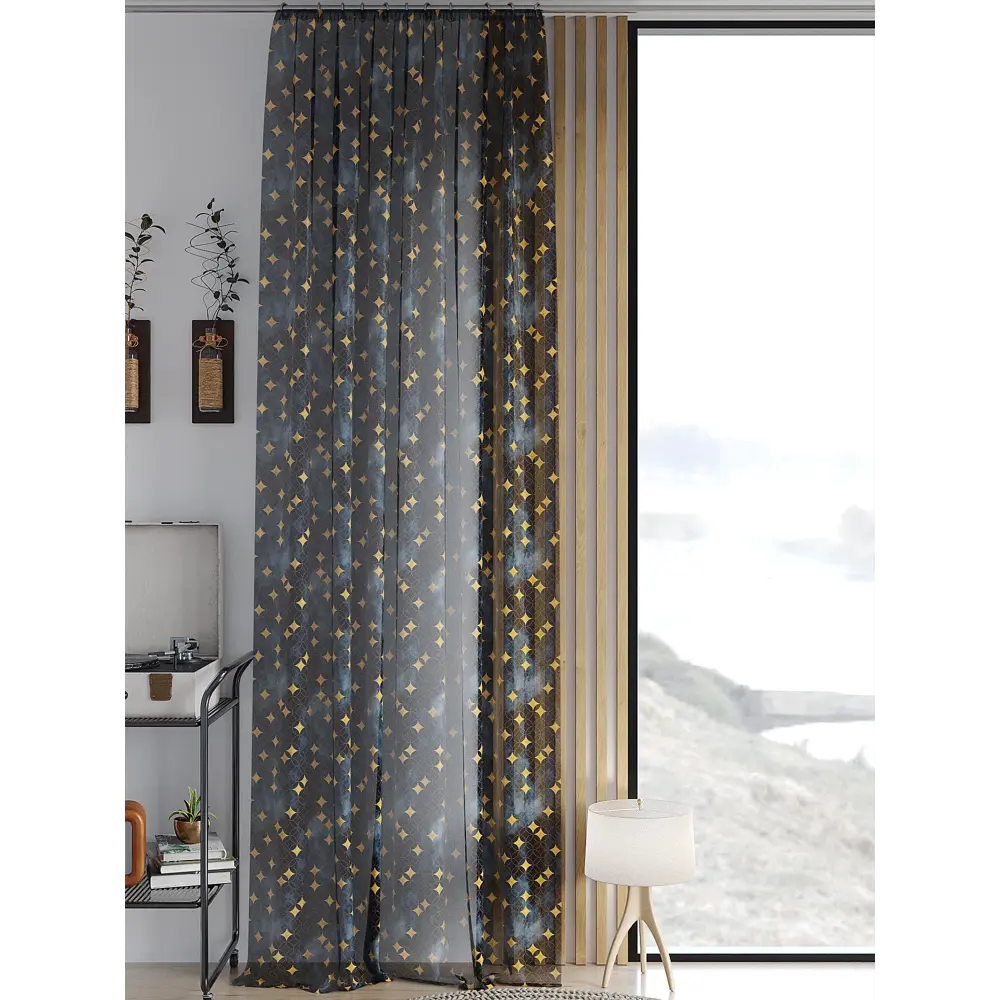 Фото Тюль на ленте Helga Сканфирс вуаль 150x260 см цвет синий HH542078 Фото Тюль на ленте Helga Сканфирс вуаль 150x260 см цвет синий HH542078