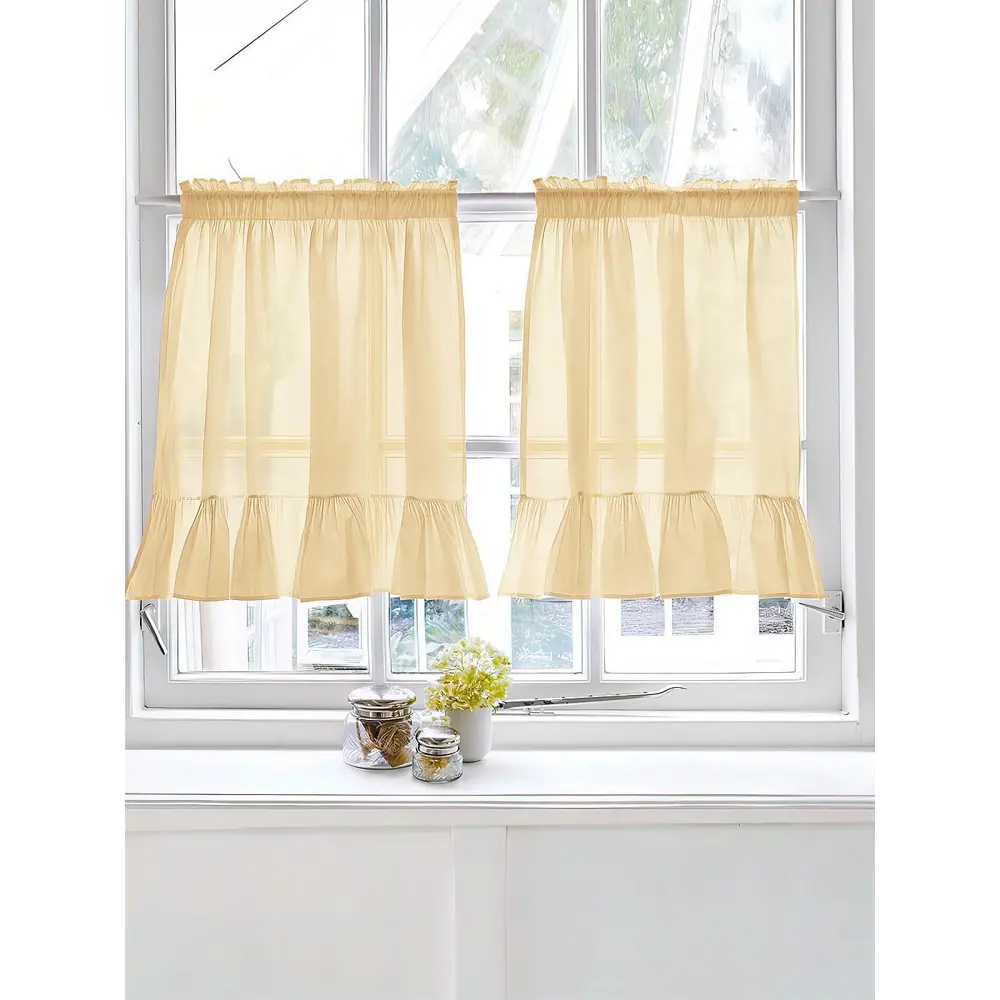 Фото Тюль на шторной ленте Helga Руона 100x60 см цвет светло-бежевый Фото Тюль на шторной ленте Helga Руона 100x60 см цвет светло-бежевый