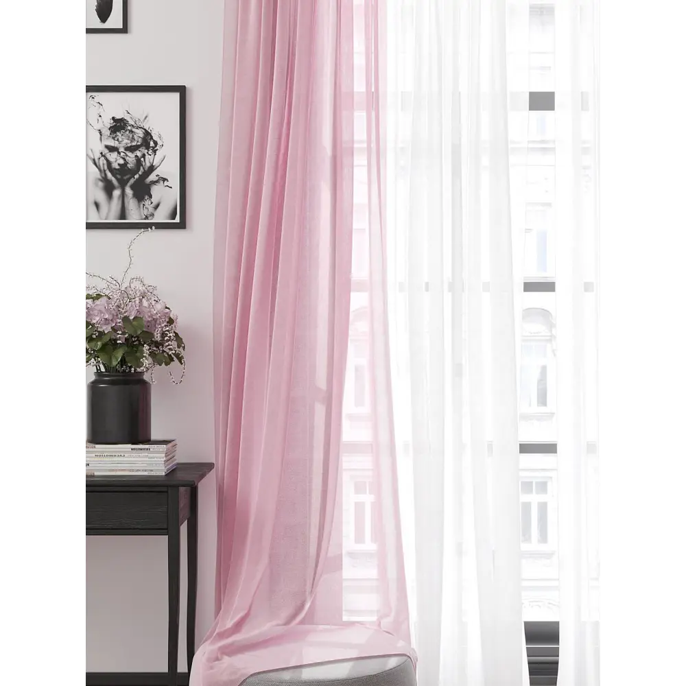 Фото 2 Тюль на шторной ленте Helga хлои 200x260 см цвет розовый