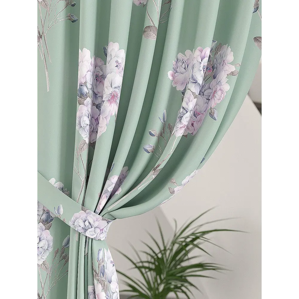 Фото 2 Штора на шторной ленте Helga Рикеронс 150x280 см цвет зеленый