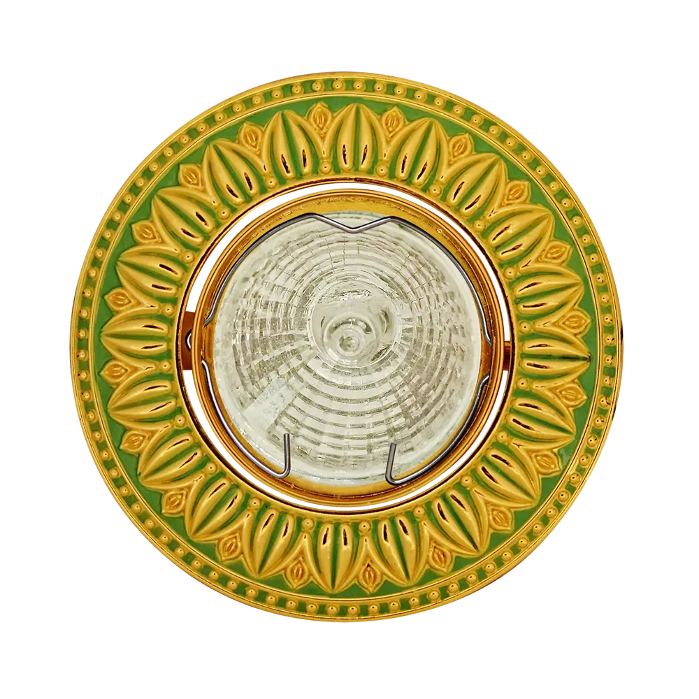 Фото Комплект точечных светильников встраиваемых De fran Лоран Сл031507 под отверстие 76 мм MR16 цвет золото, зеленый 5 шт