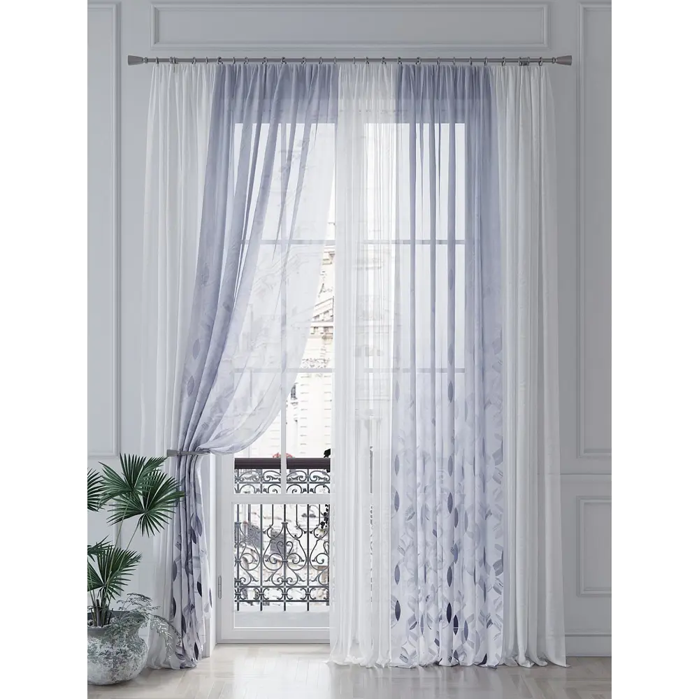 Фото 4 Тюль на шторной ленте Helga Менмиренс 150x260 см цвет белый