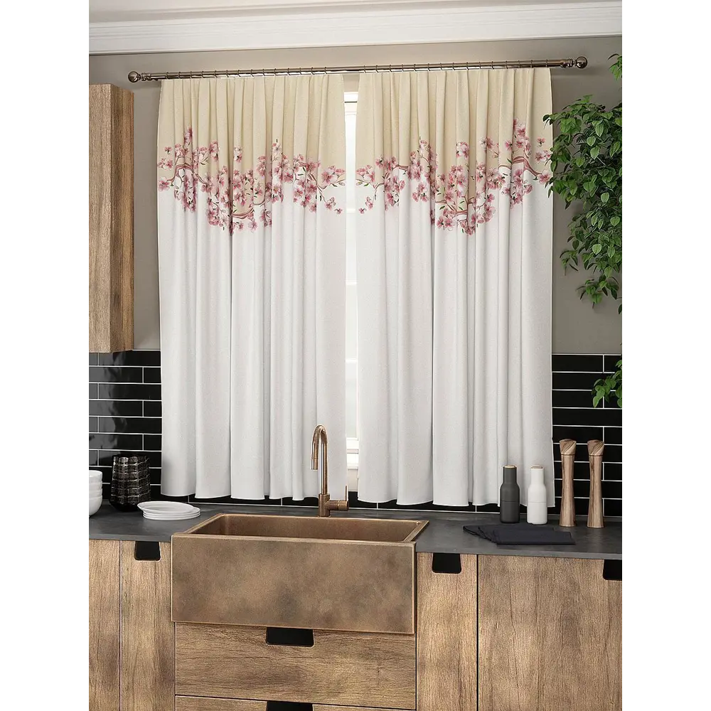 Фото 3 Штора на шторной ленте для кухни Helga Лейра 150x180 см цвет бежевый Фото 3 Штора на шторной ленте для кухни Helga Лейра 150x180 см цвет бежевый