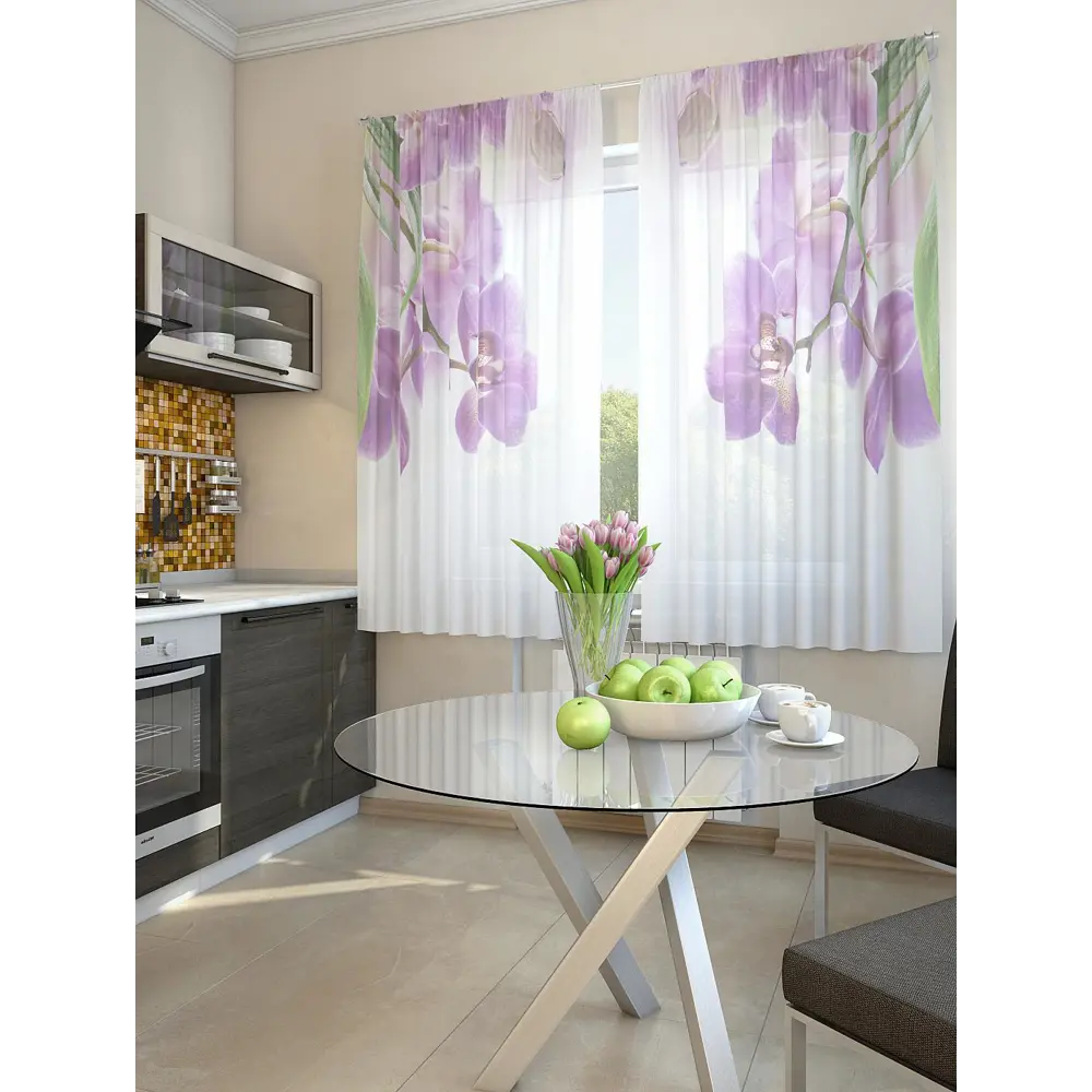 Фото 2 Тюль на шторной ленте для кухни Helga Фибла 150x180 см цвет белый Фото 2 Тюль на шторной ленте для кухни Helga Фибла 150x180 см цвет белый