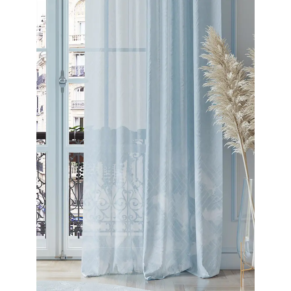 Фото 2 Тюль на шторной ленте Helga Фиренрис 150x260 см цвет голубой Фото 2 Тюль на шторной ленте Helga Фиренрис 150x260 см цвет голубой