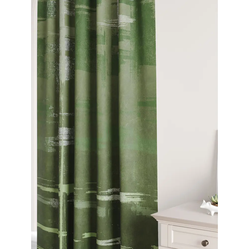 Фото 6 Комплект штор на шторной ленте At Home Некивинс 150x240 см цвет зеленый/светло-серый Фото 6 Комплект штор на шторной ленте At Home Некивинс 150x240 см цвет зеленый/светло-серый