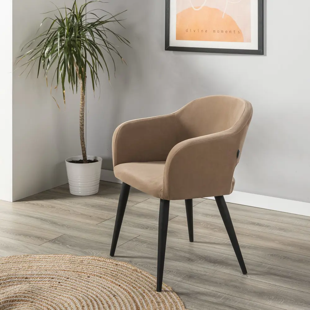 Фото 6 Кухонный стул R-home Oscar diag 77.5x59x60 см велюр цвет бежевый/черный Фото 6 Кухонный стул R-home Oscar diag 77.5x59x60 см велюр цвет бежевый/черный