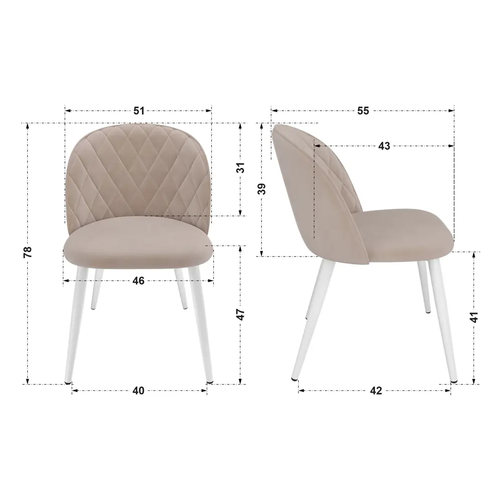 Фото 9 Стул Milavio Венский AMO-2Б 46x78x55 см велюр цвет бежевый/белый