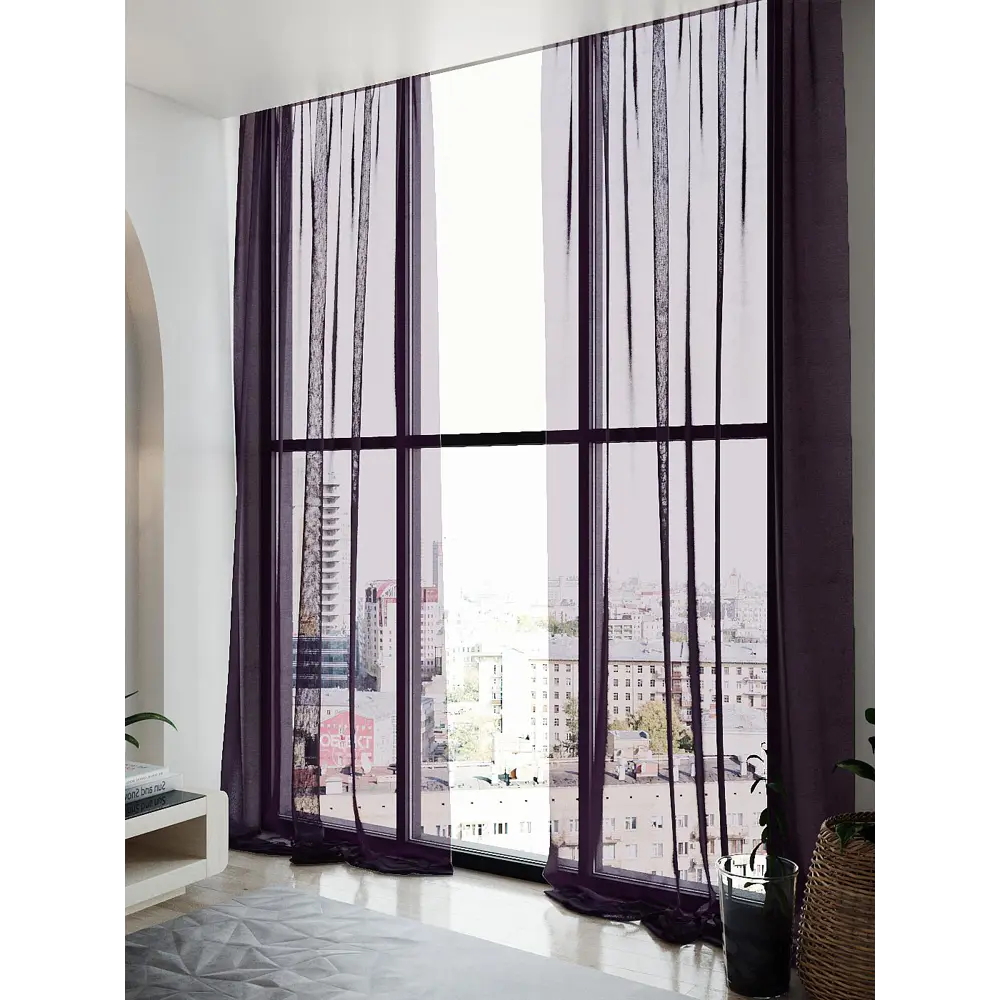 Фото Тюль на ленте Helga Гюстин вуаль 150x270 см цвет фиолетовый HH123547