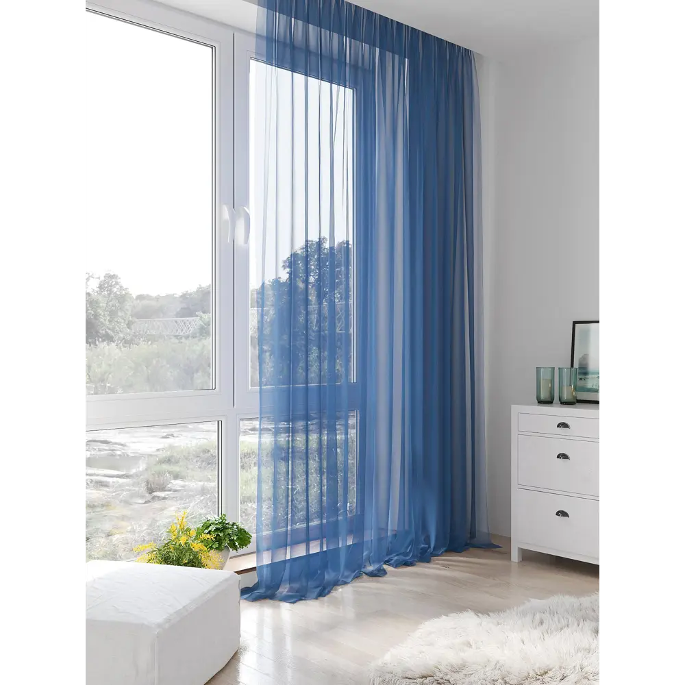 Фото 2 Тюль на ленте Helga Абика вуаль 600x290 см цвет синий HH123864