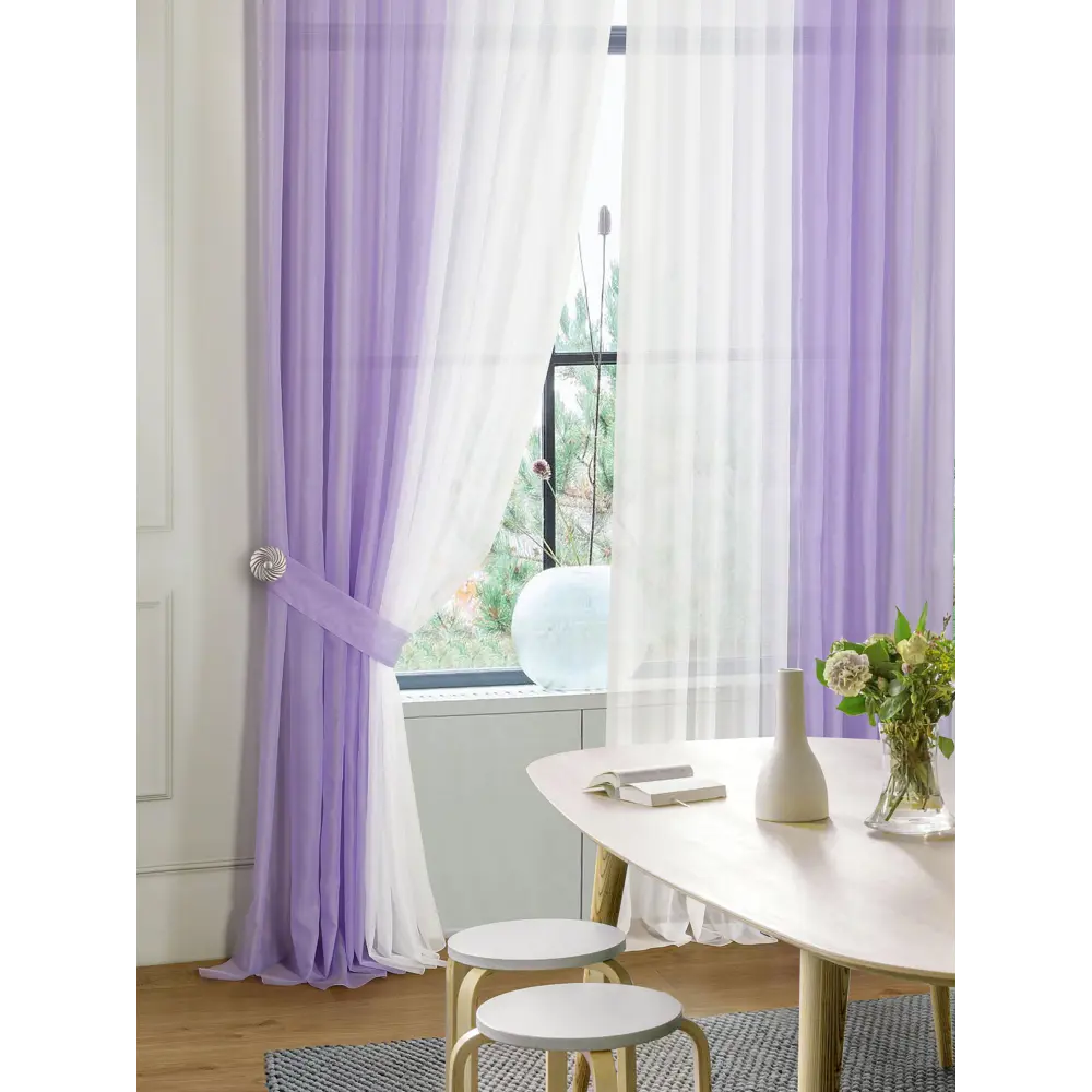 Фото 2 Тюль на ленте Helga Шатун вуаль 300x270 см цвет фиолетовый HH206158