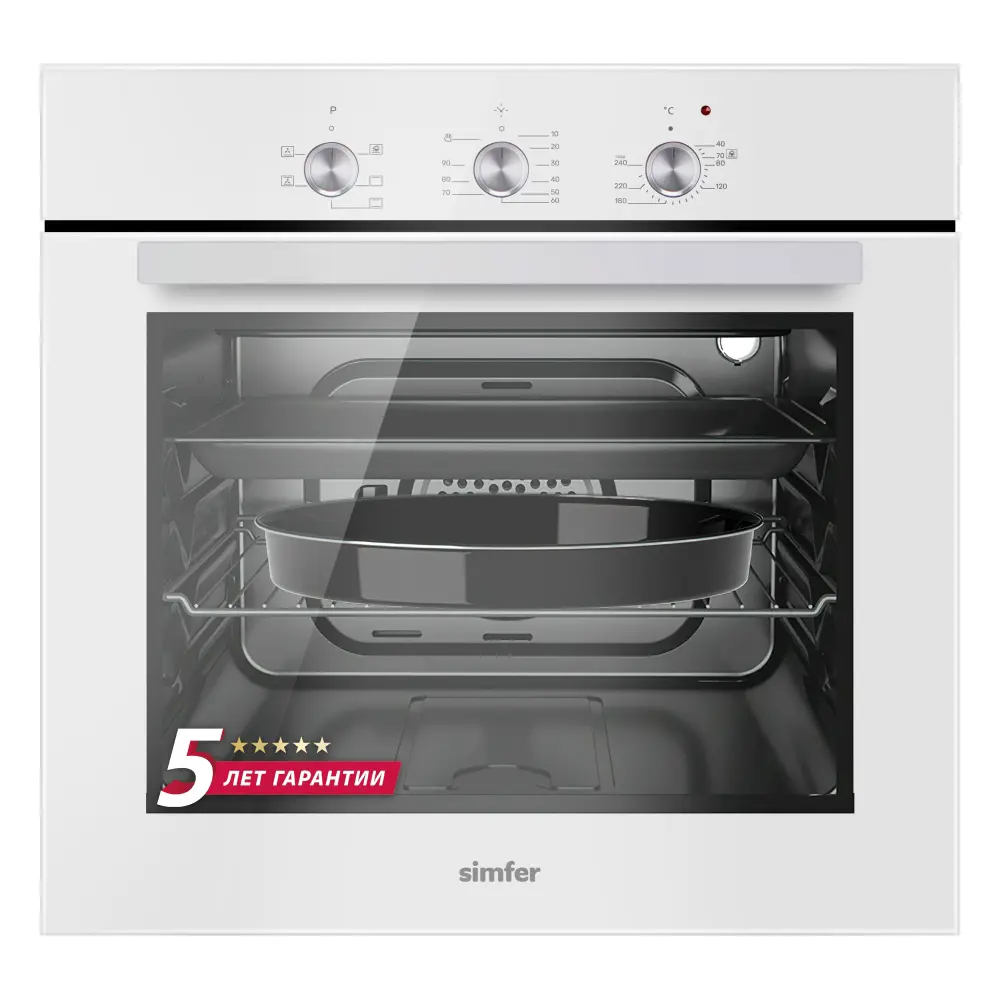 Фото Электрический встраиваемый духовой шкаф Simfer B6ew77017 59.5x59.5x56.5 см цвет белый Фото Электрический встраиваемый духовой шкаф Simfer B6ew77017 59.5x59.5x56.5 см цвет белый
