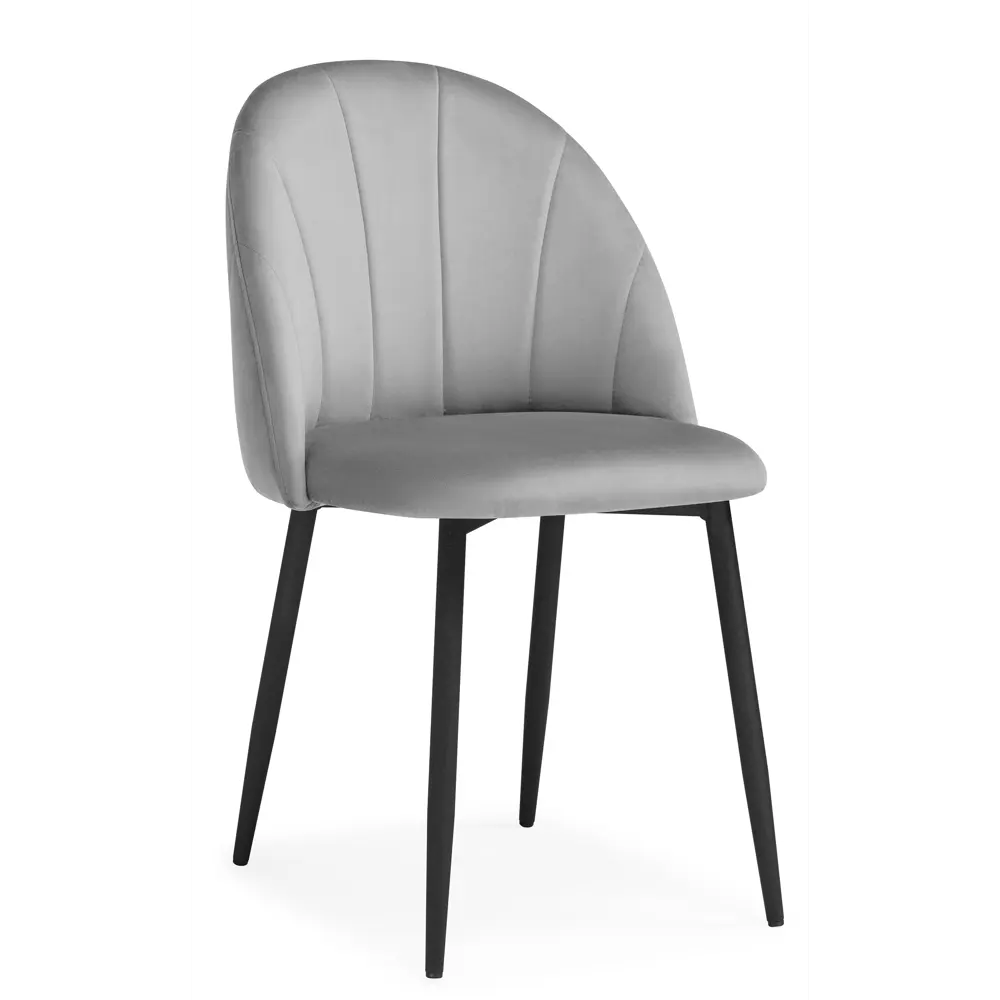 Фото Стул Мебельные Решения Логан 48x82x52 см велюр цвет черный/светло-серый Фото Стул Мебельные Решения Логан 48x82x52 см велюр цвет черный/светло-серый