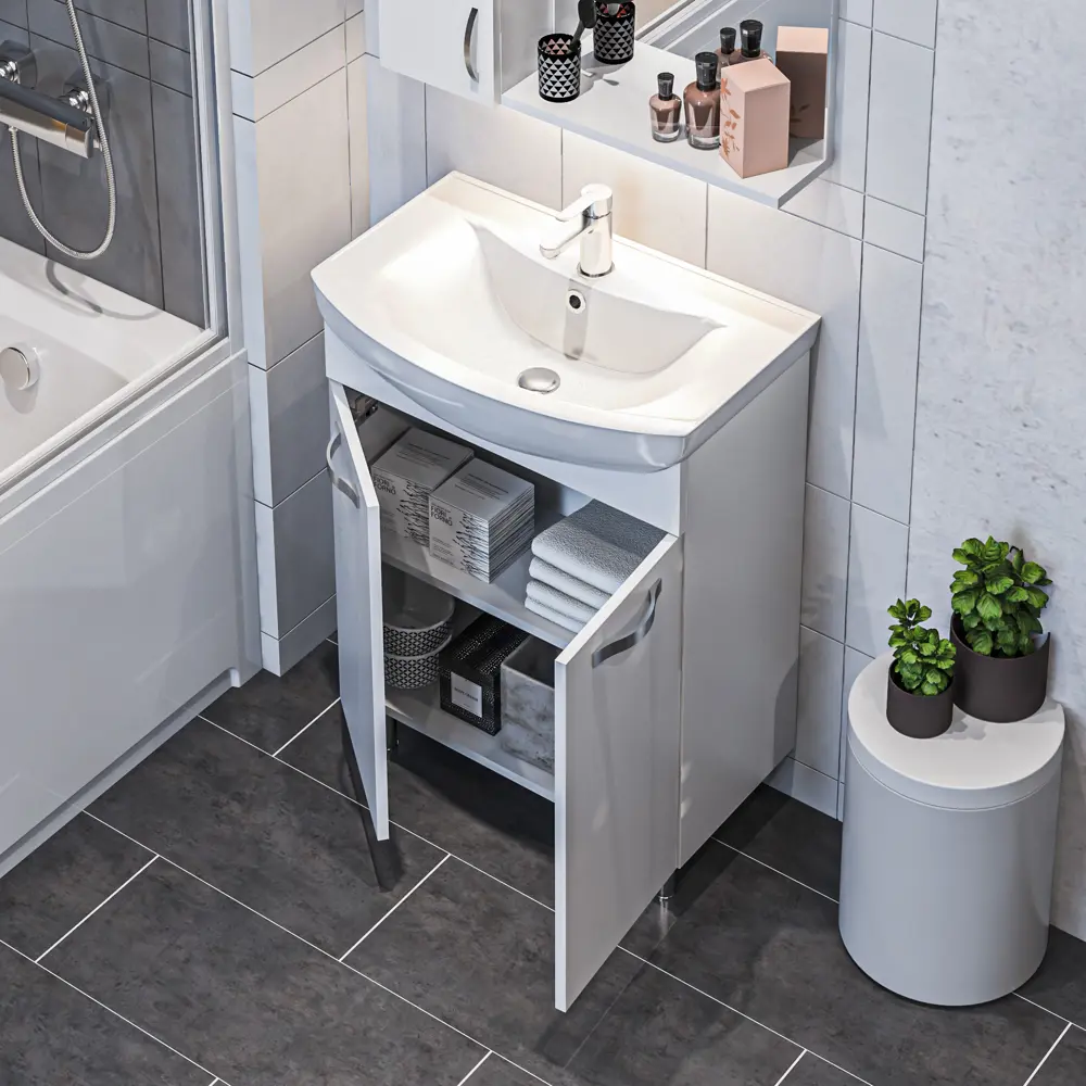 Фото 12 Тумба под раковину напольная 1Marka Вита 65 см цвет белый У50109 Фото 12 Тумба под раковину напольная 1Marka Вита 65 см цвет белый У50109