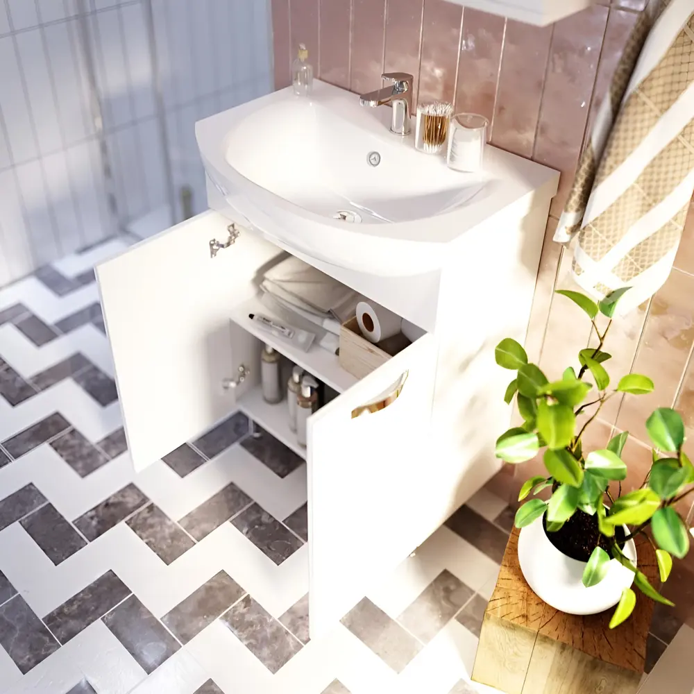 Фото 2 Тумба под раковину напольная 1Marka Вита 65 см цвет белый У50109 Фото 2 Тумба под раковину напольная 1Marka Вита 65 см цвет белый У50109