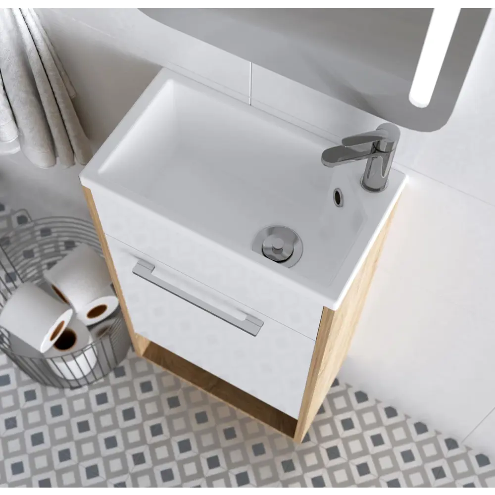 Фото 6 Тумба под раковину подвесная с раковиной 1Marka Lira 40 см цвет дуб Сонома/белый У85919 Фото 6 Тумба под раковину подвесная с раковиной 1Marka Lira 40 см цвет дуб Сонома/белый У85919