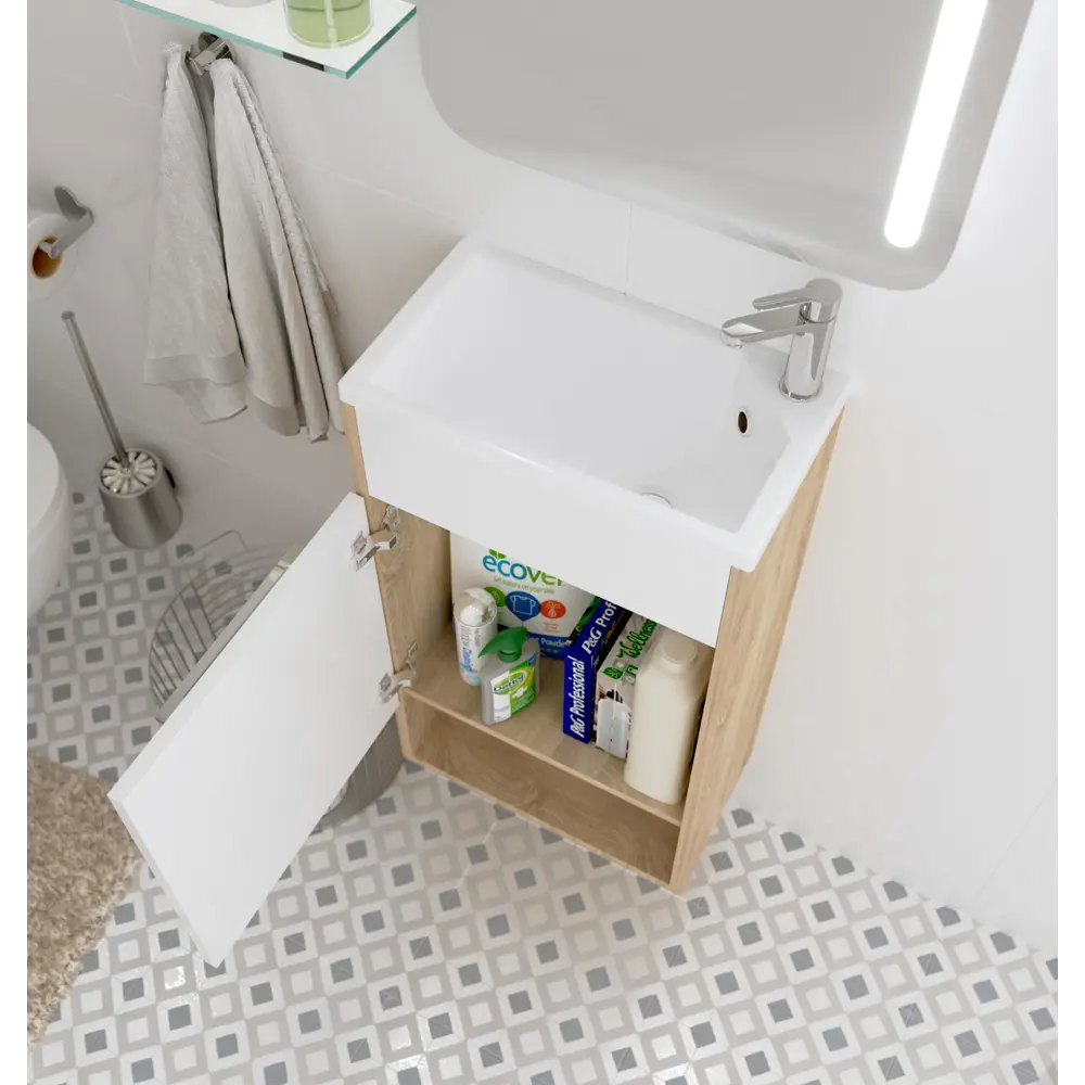 Фото 7 Тумба под раковину подвесная с раковиной 1Marka Lira 40 см цвет дуб Сонома/белый У85919 Фото 7 Тумба под раковину подвесная с раковиной 1Marka Lira 40 см цвет дуб Сонома/белый У85919