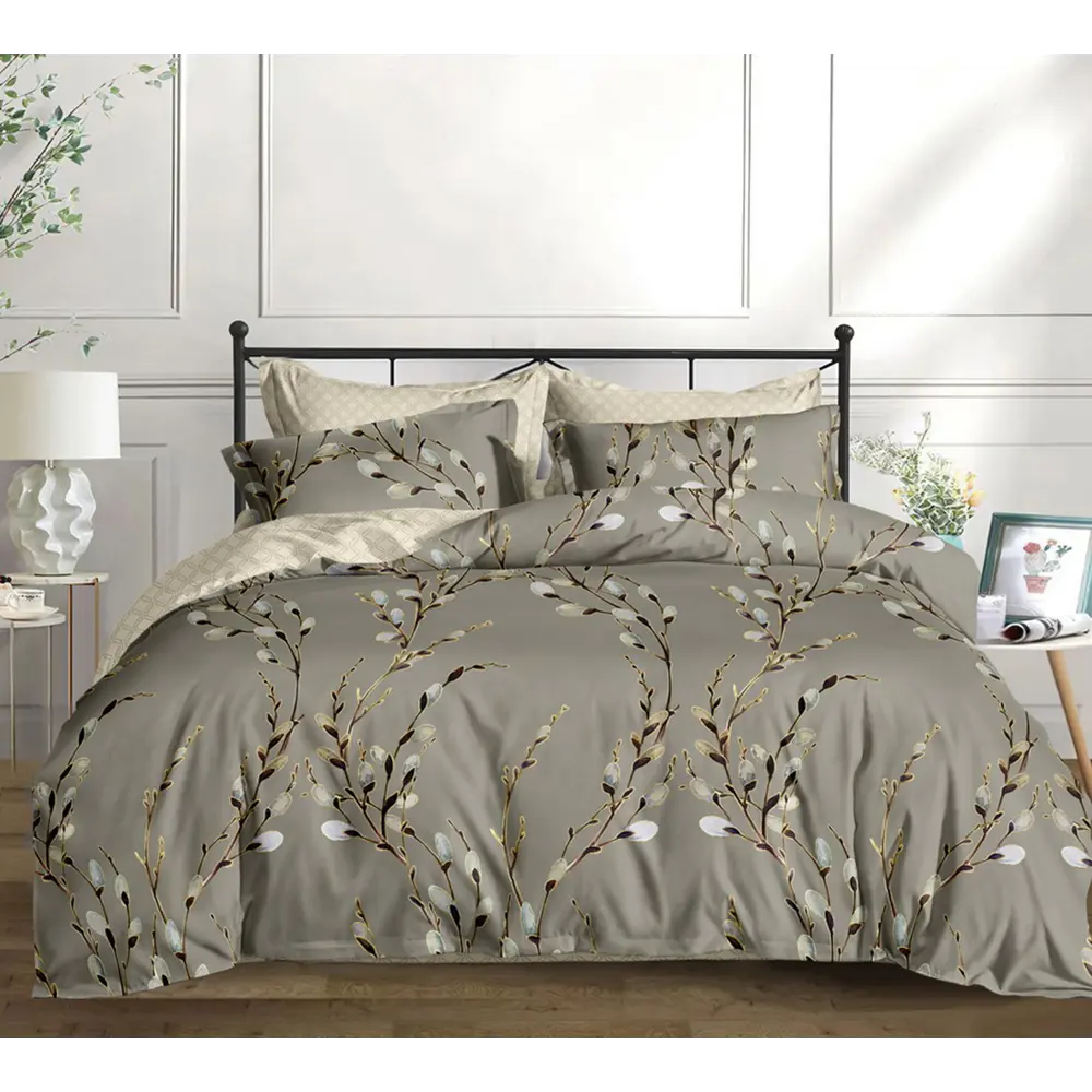 Фото Простыня Home mercury Ива компаньон 145x214 см поплин без резинки цвет серый