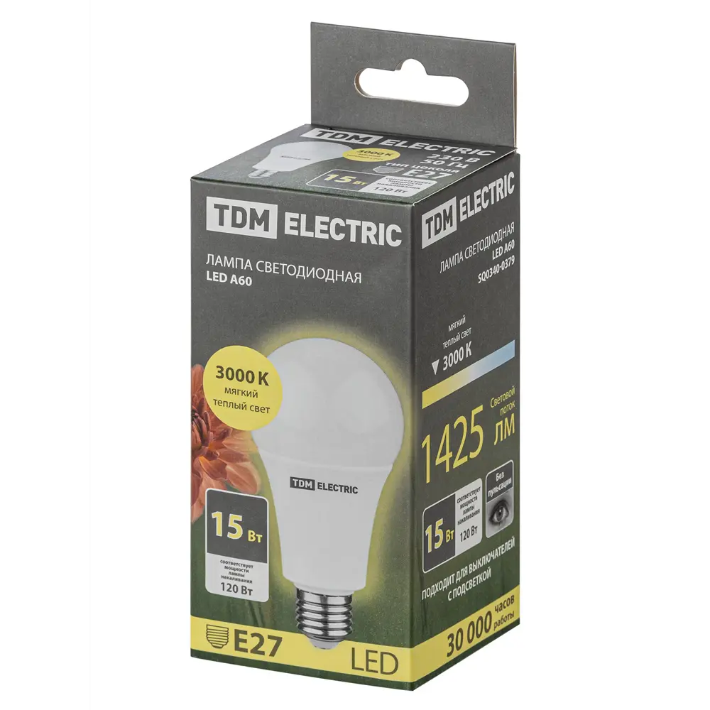 Фото 4 Лампочка светодиодная Tdm Electric Sq0340-0379 E27 15 Вт 3000 К 230 В 1425 Лм Фото 4 Лампочка светодиодная Tdm Electric Sq0340-0379 E27 15 Вт 3000 К 230 В 1425 Лм