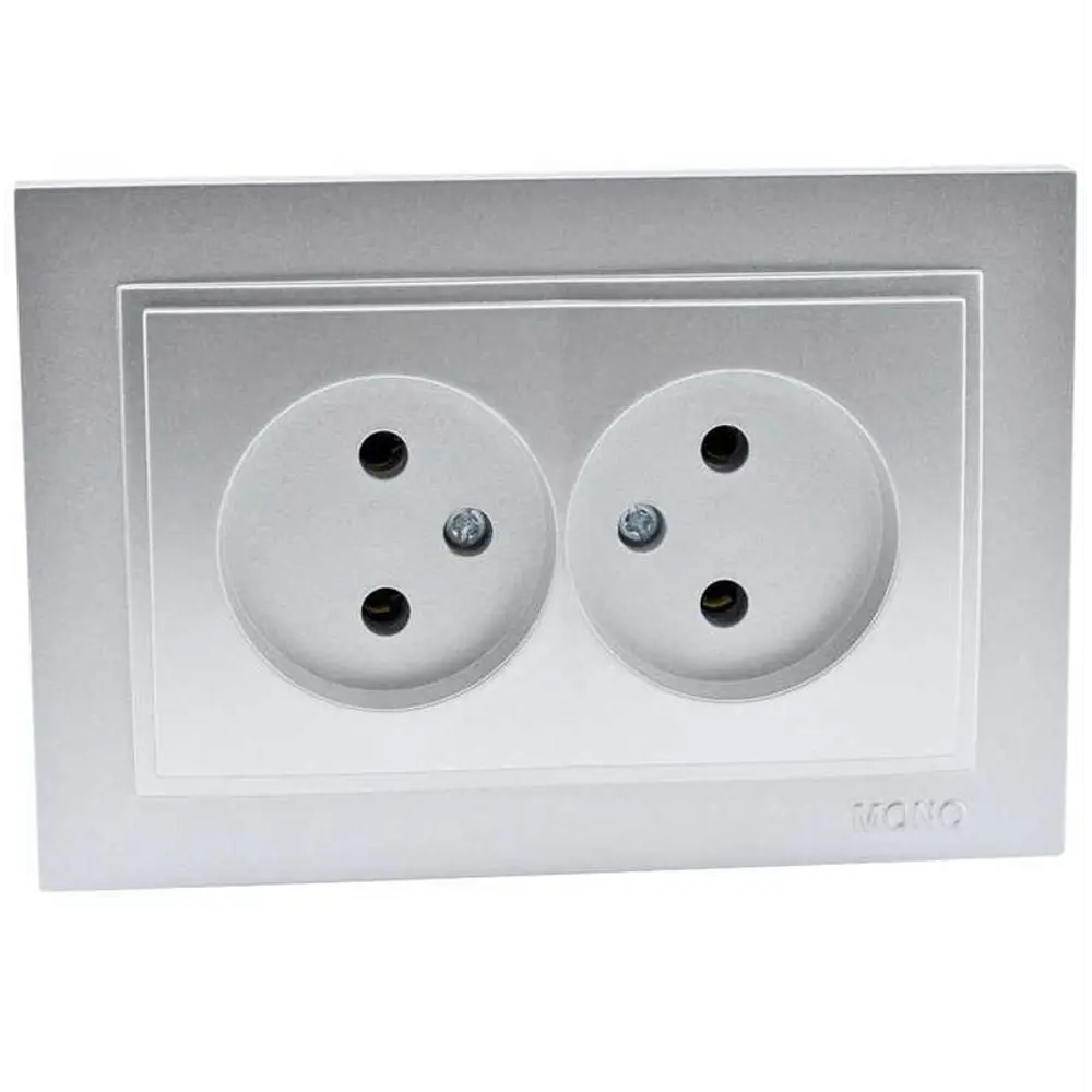 Фото Розетка двойная встраиваемая Mono electric Despina 102-212105-121 цвет серебро Фото Розетка двойная встраиваемая Mono electric Despina 102-212105-121 цвет серебро