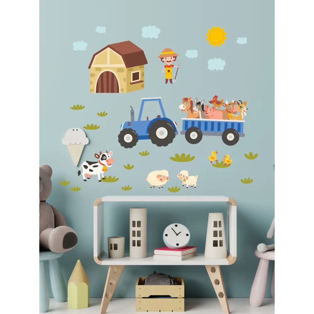 Фото 4 Наклейка на стену Lisadecor S0396 Синий трактор Фото 4 Наклейка на стену Lisadecor S0396 Синий трактор