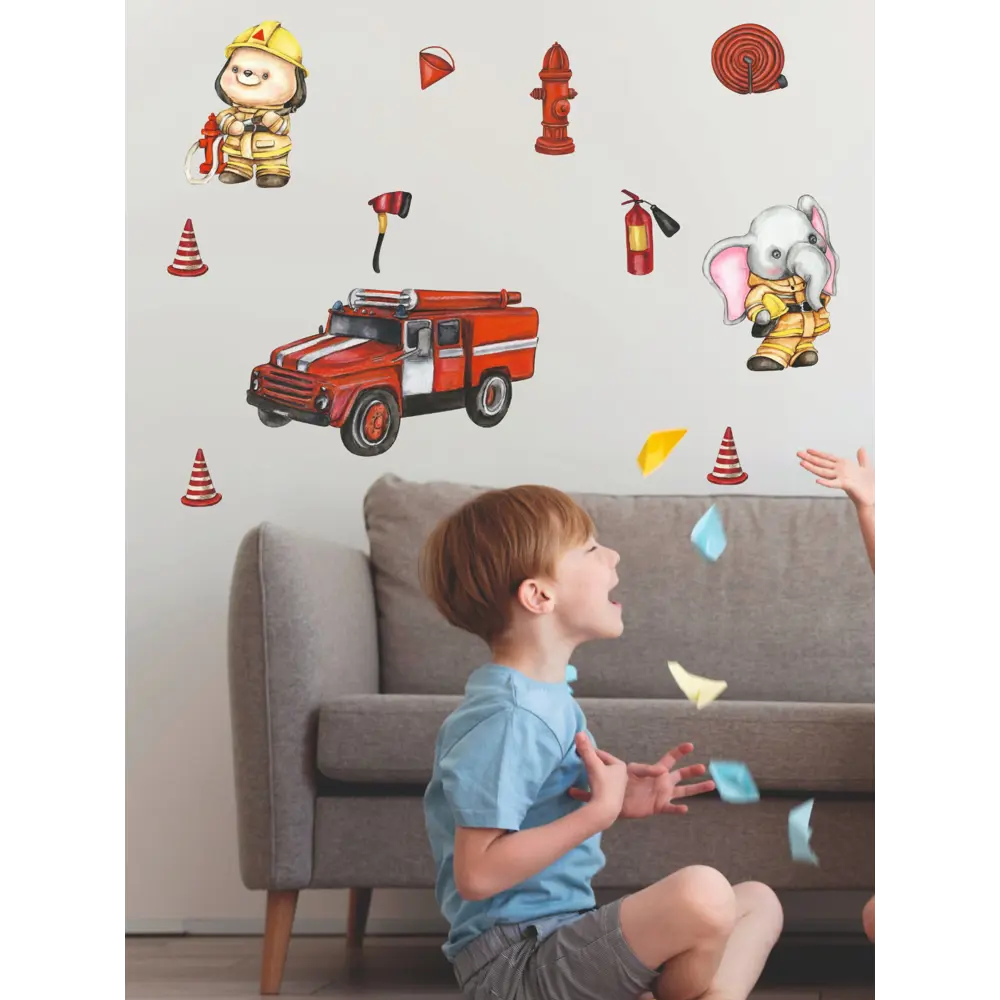 Фото Наклейка на стену Lisadecor S0474 Пожарные, пожарная машина 40x50 см Фото Наклейка на стену Lisadecor S0474 Пожарные, пожарная машина 40x50 см