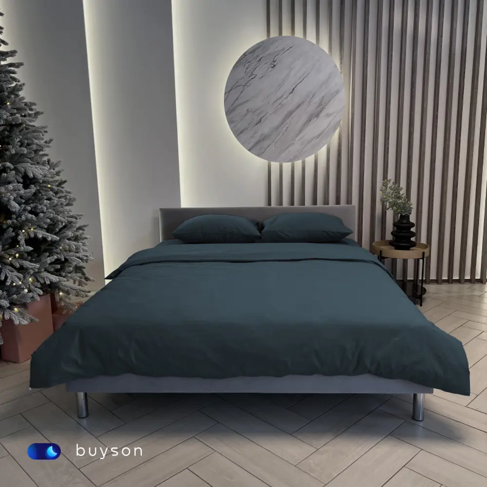 Фото 12 Простыня buyson BuyRelax серо-голубая 200x220 см, хлопок, без резинки Фото 12 Простыня buyson BuyRelax серо-голубая 200x220 см, хлопок, без резинки